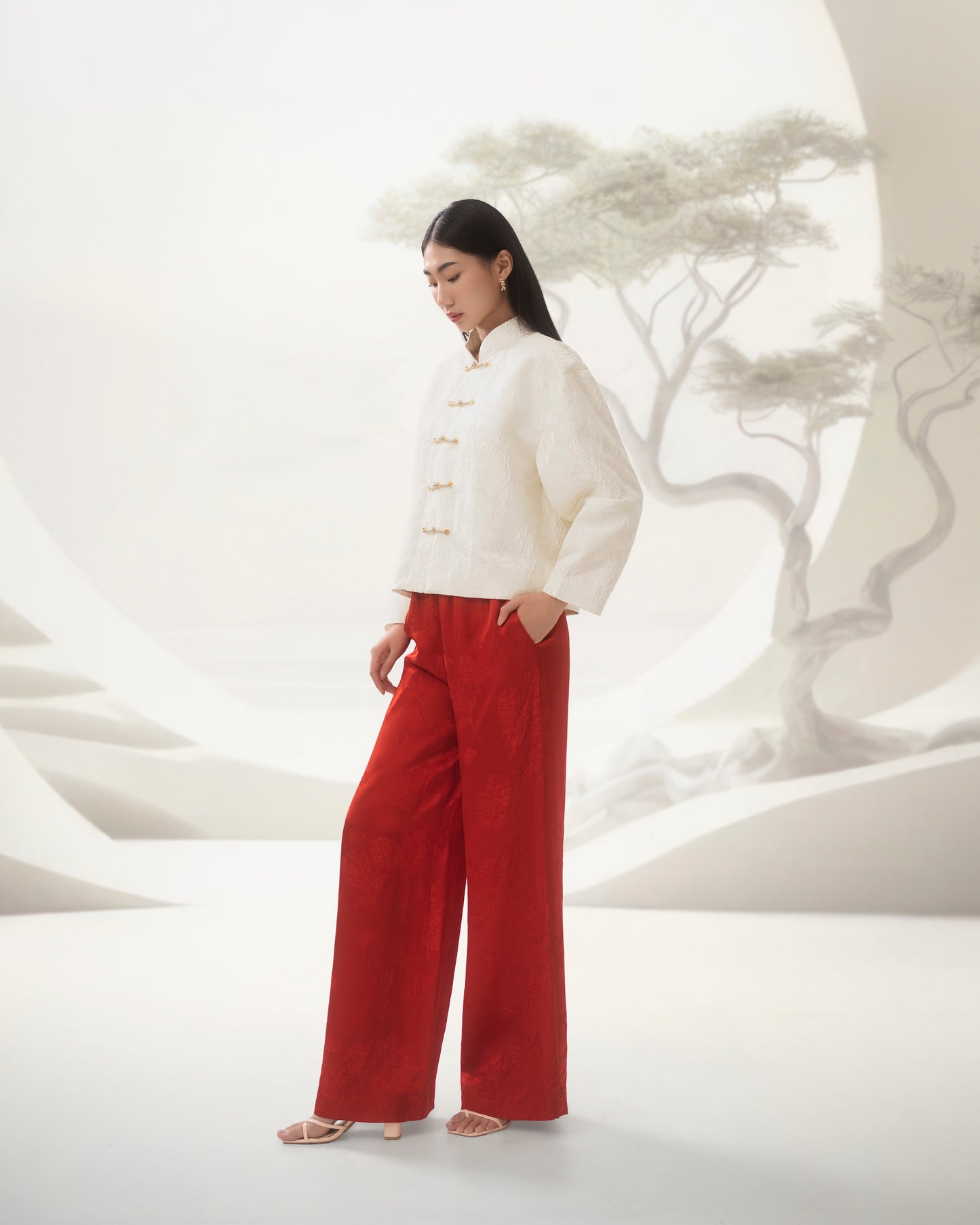 Cāng Làng relaxed pants in red
