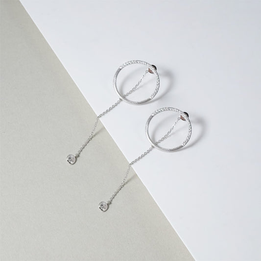 Interchangeable hoop earrings with dangling crystal ER010