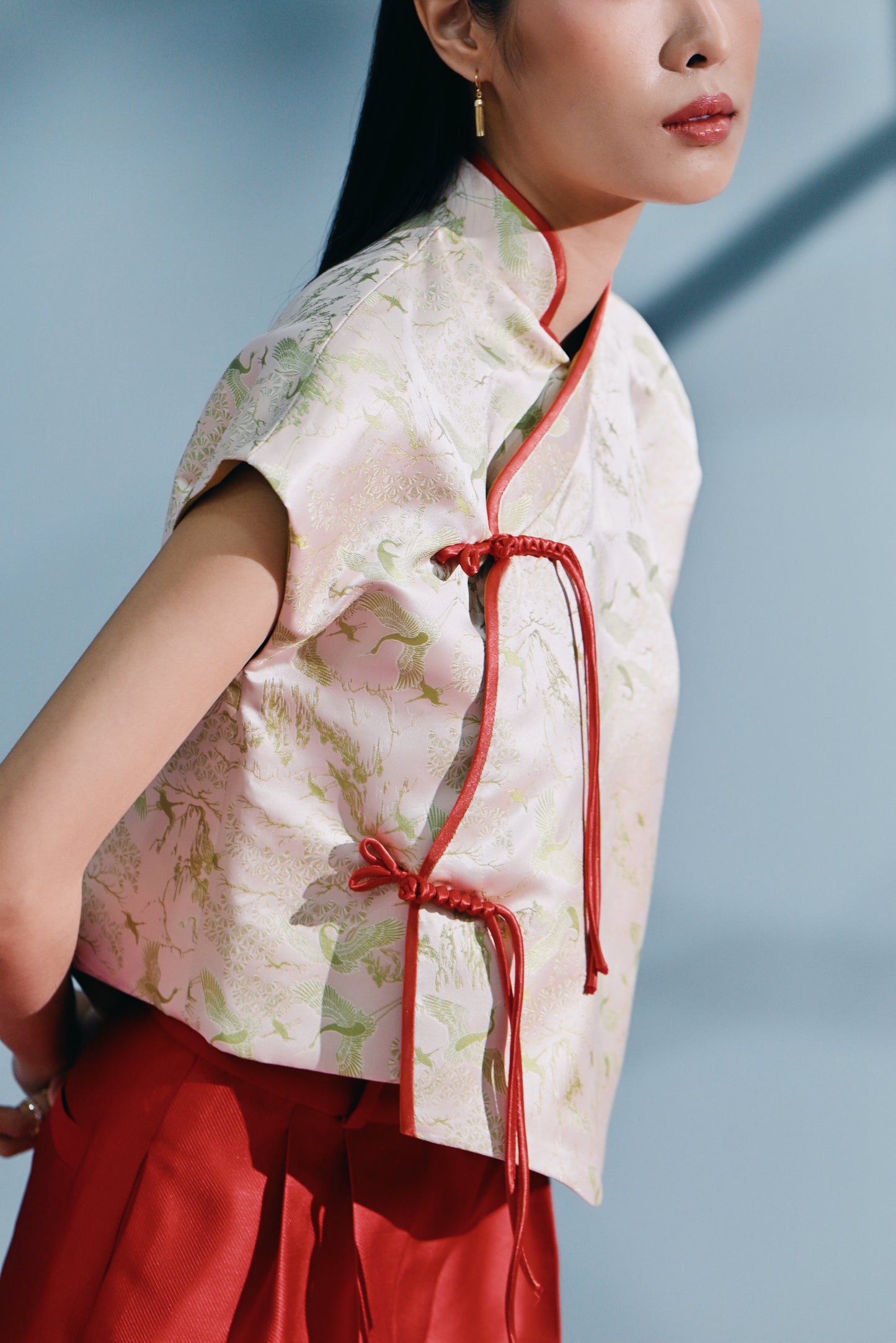 Bǎi Hé Kimono Cap sleeve top