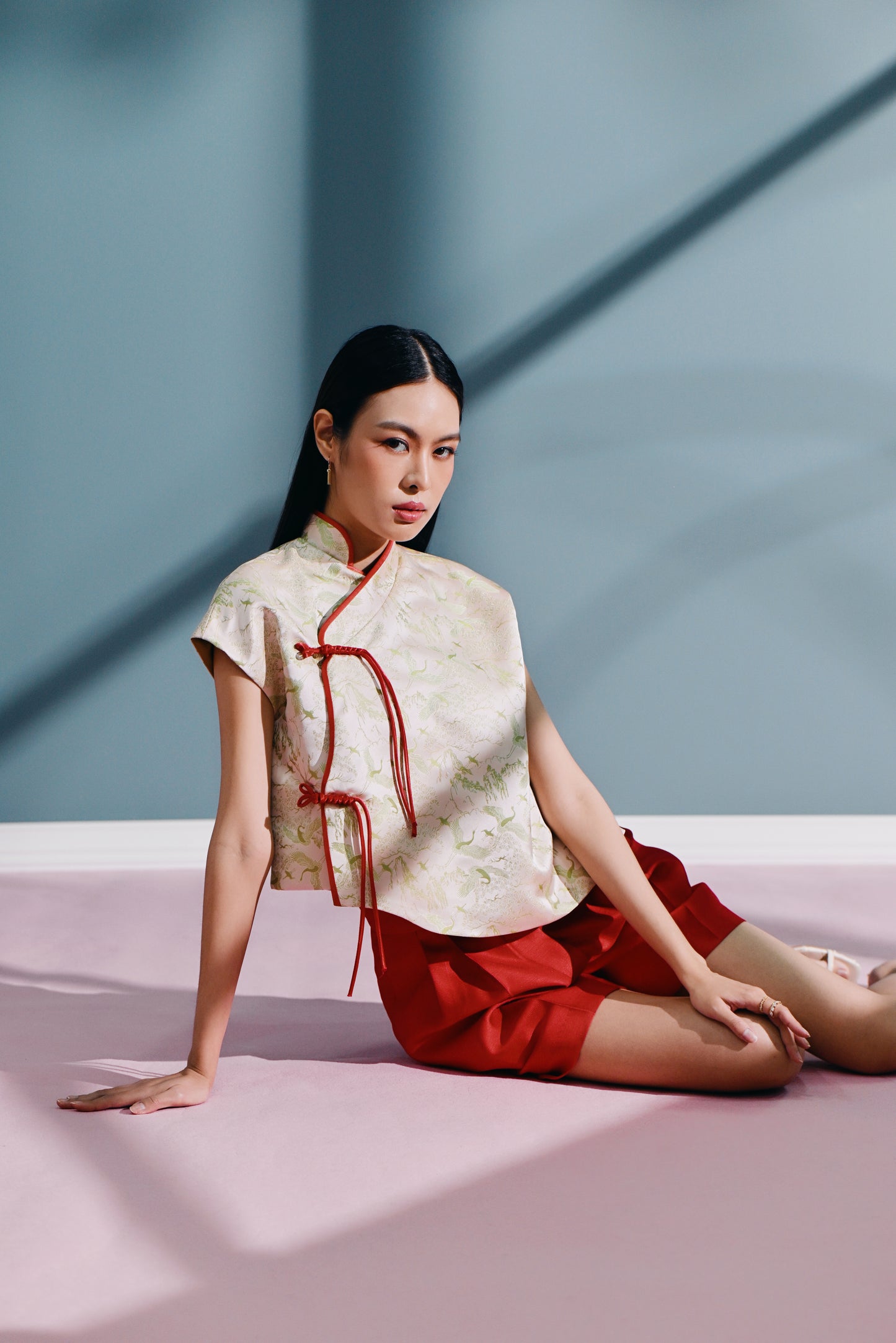 Bǎi Hé Kimono Cap sleeve top