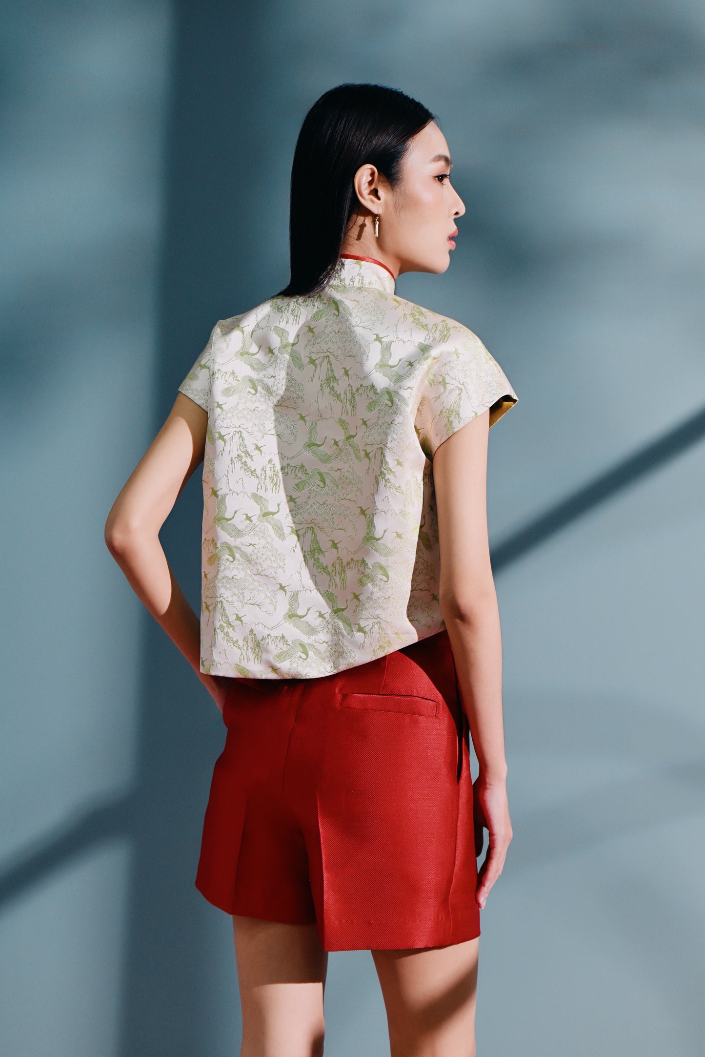 Bǎi Hé Kimono Cap sleeve top
