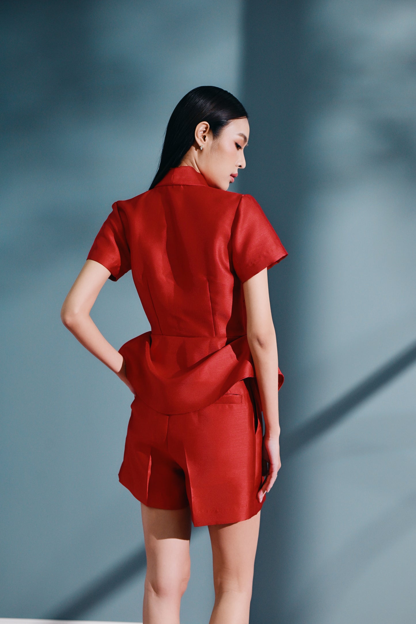 Diān Hóng wrap top in Twill Taffetta