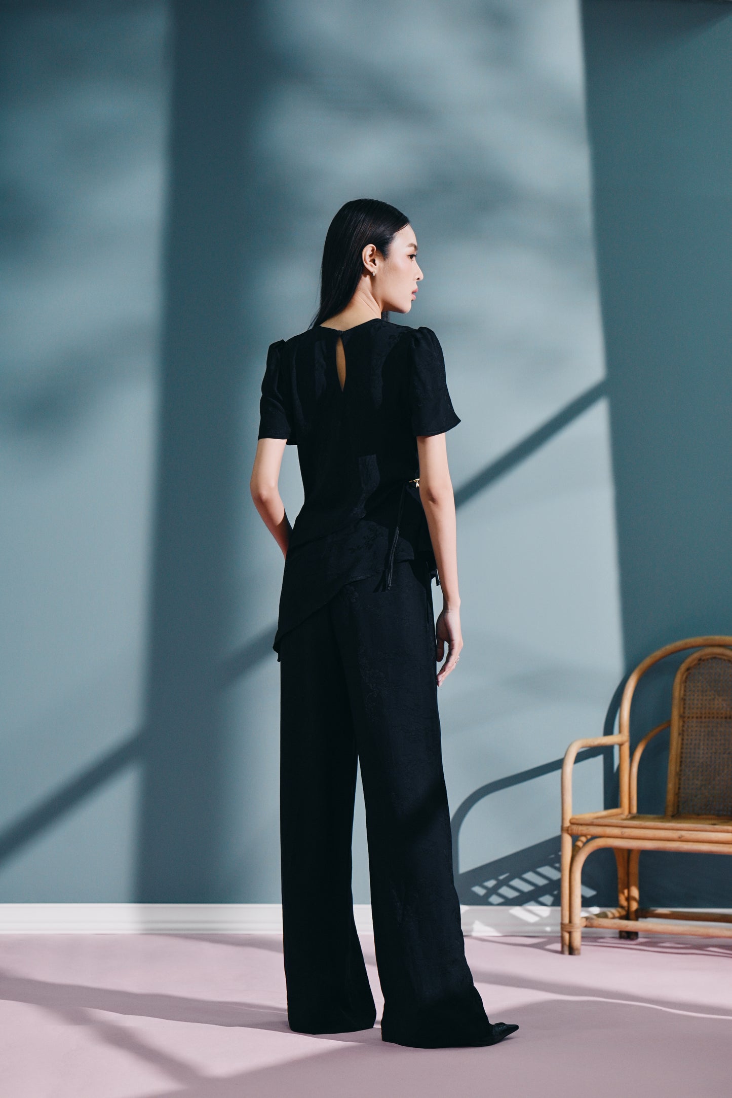 Mò li draped top in Jacquard
