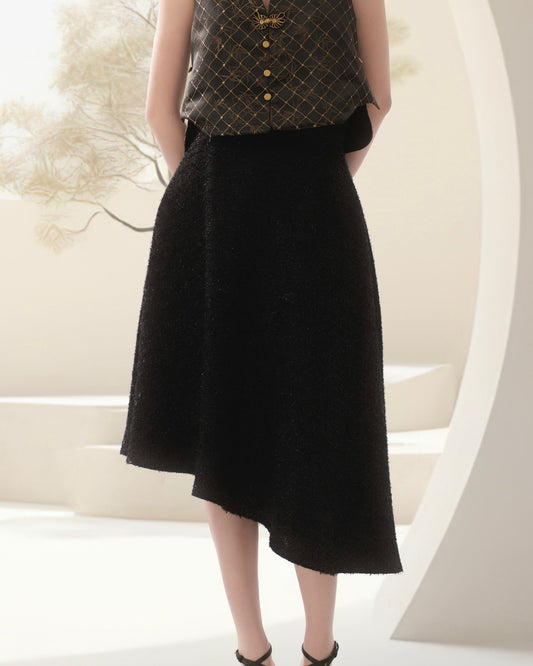 Xuān Lín asymmetrical skirt in black tweed