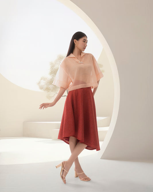 Zhù Lín box cut top organza