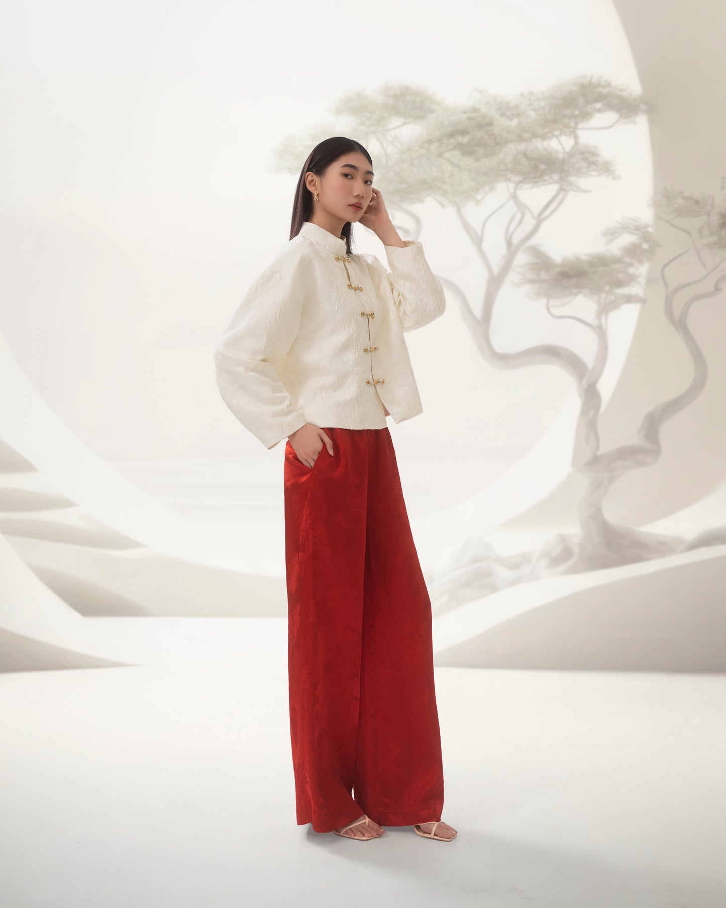 Cāng Làng relaxed pants in red