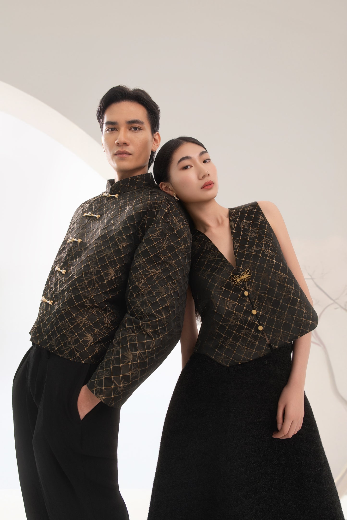 Qīng Xīn unisex jacquard button down jacket