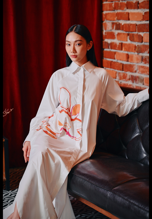 Yún white poplin shirt dress