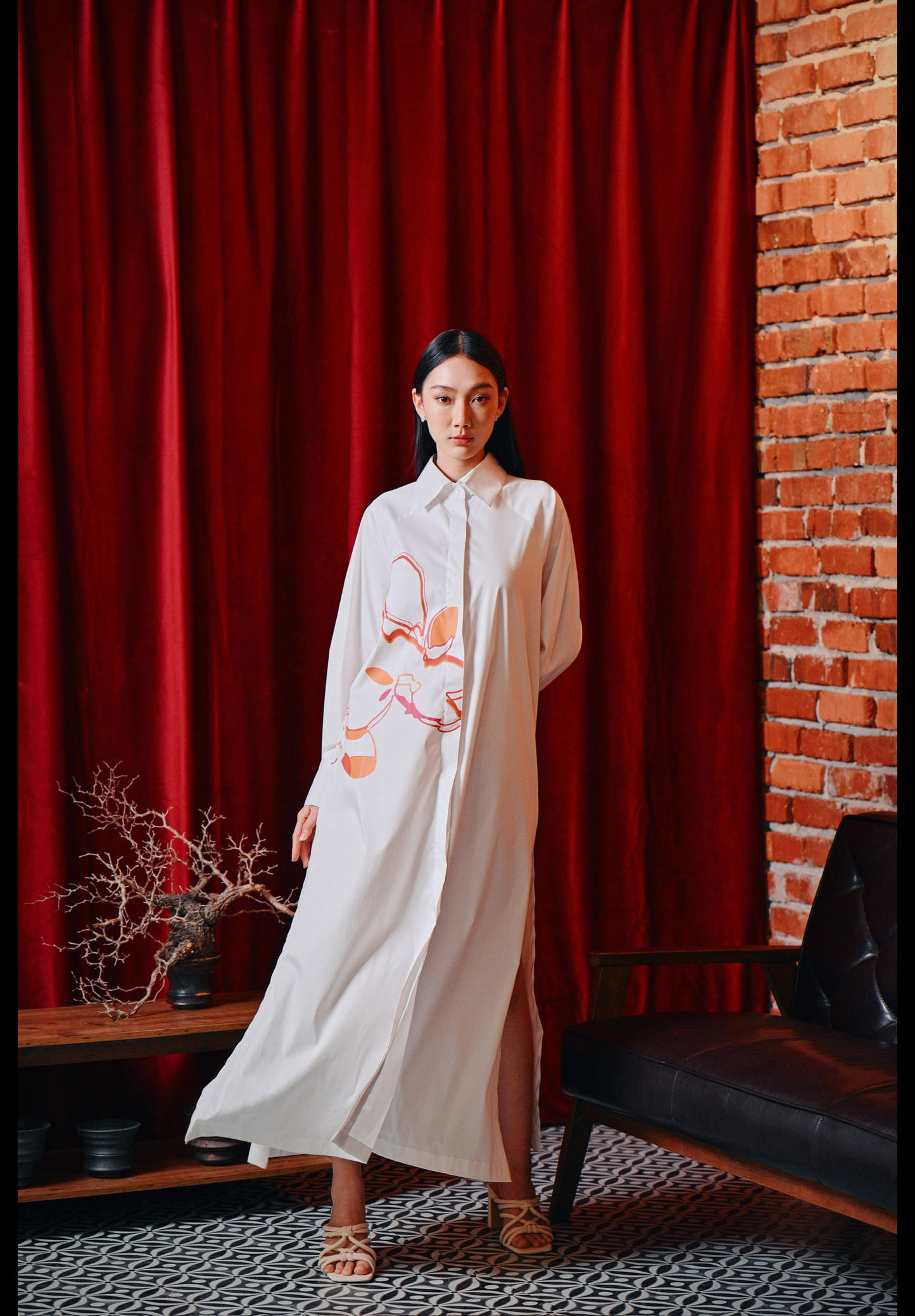Yún white poplin shirt dress