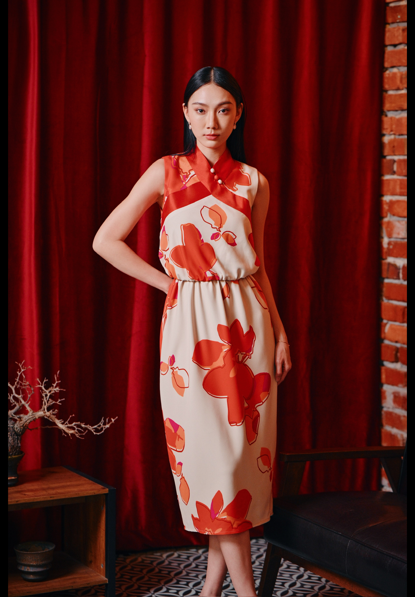 Hwā bias cut dress in crepe