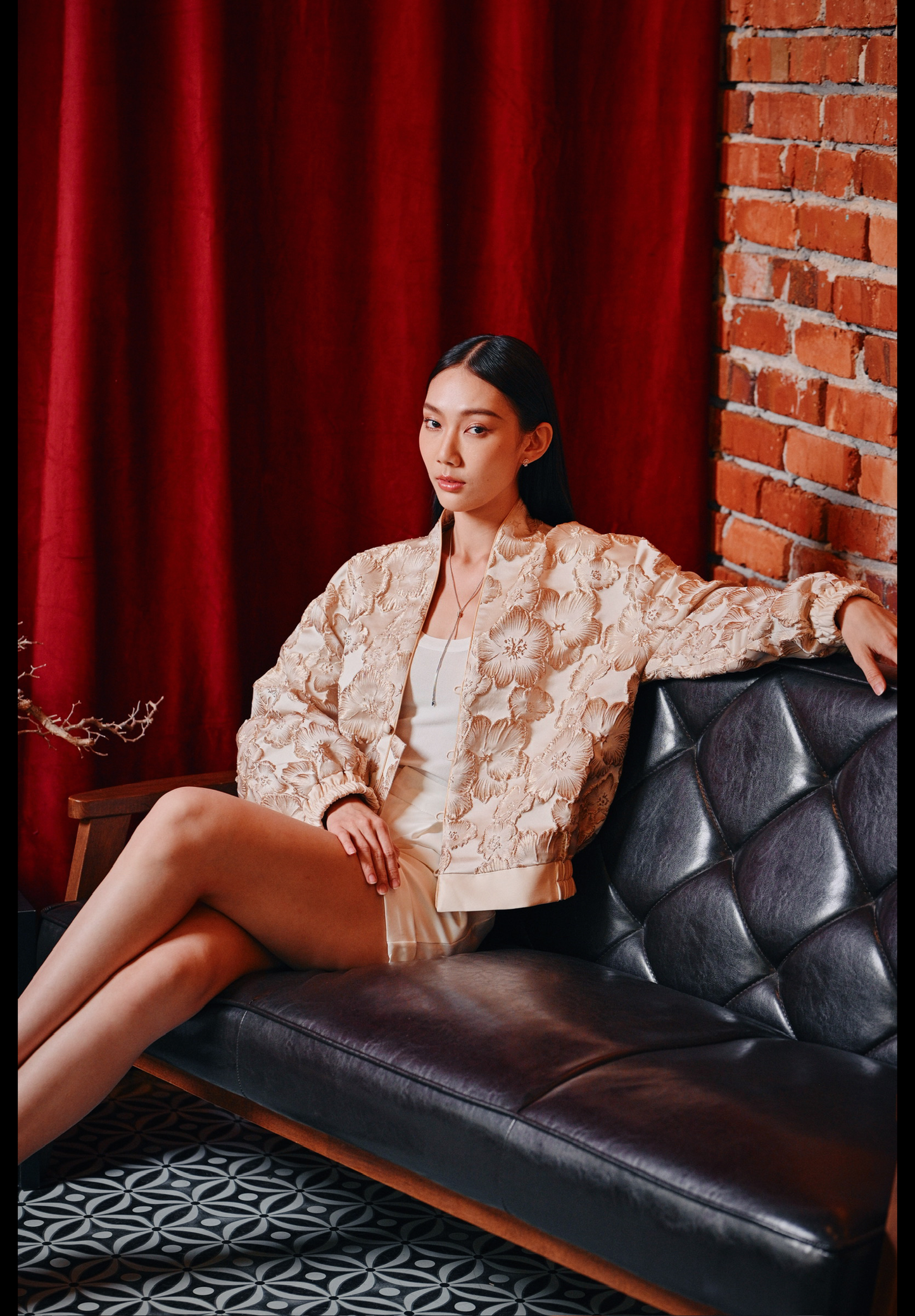 Bâo gold brocade unisex bomber jacket