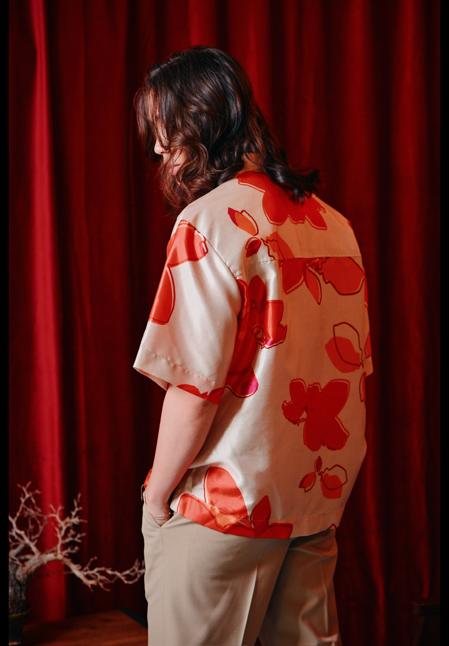 Fù floral print zip front shirt