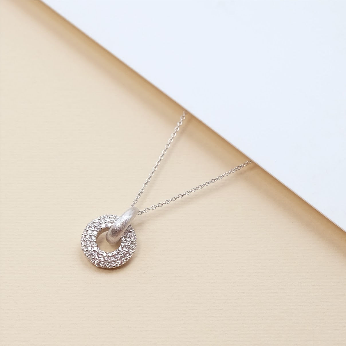 Pavé doughnut pendant necklace NC005