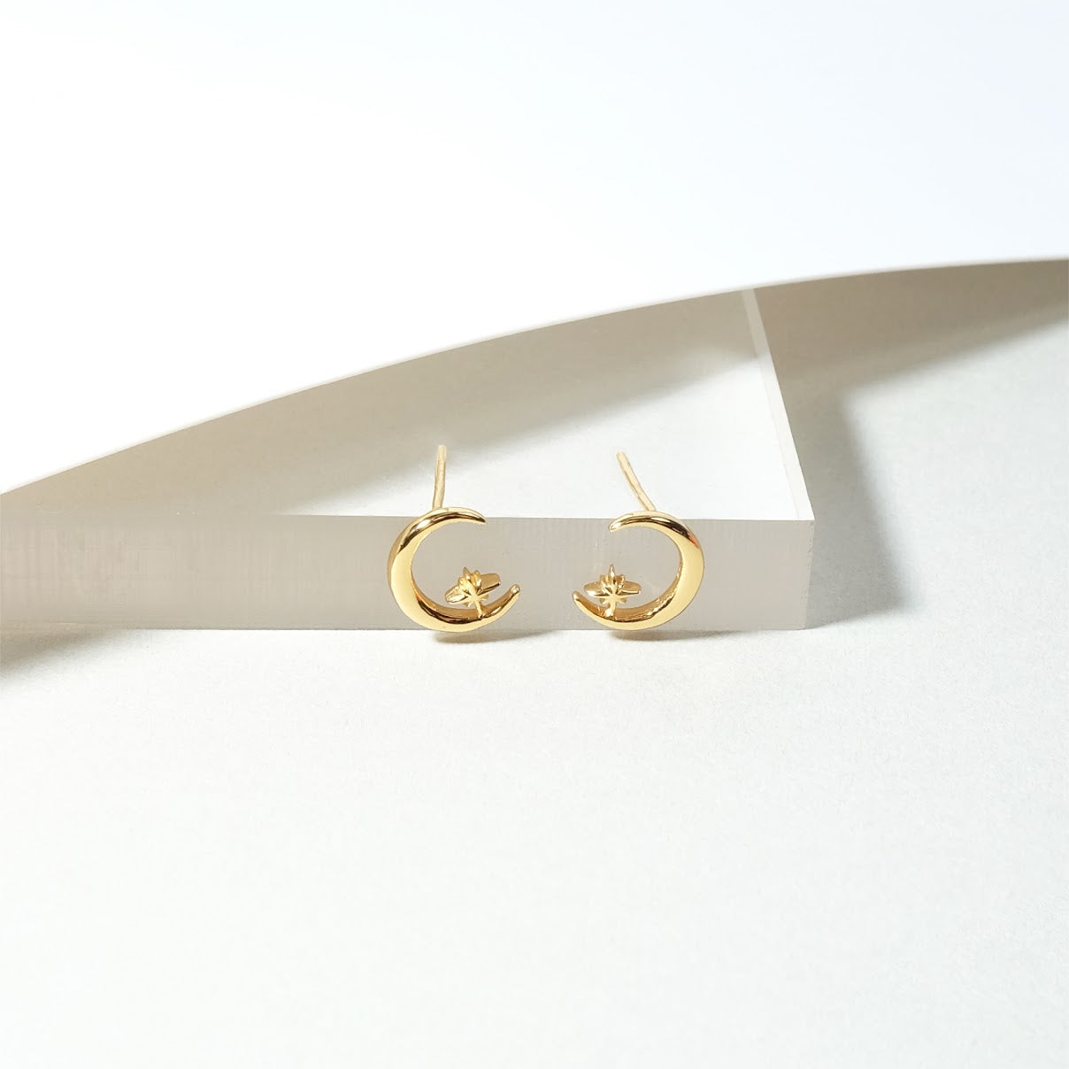 Crescent and star stud earrings ER008