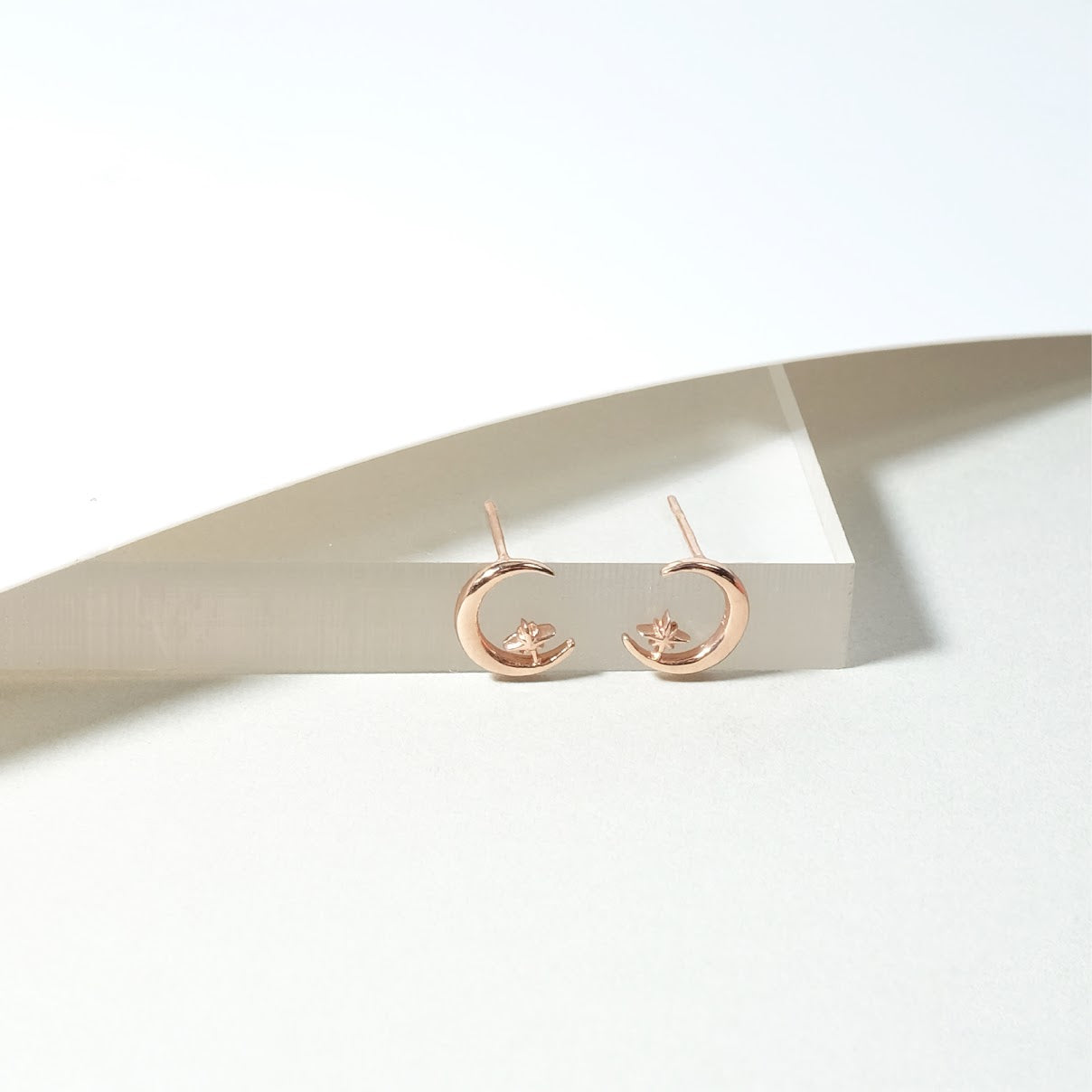 Crescent and star stud earrings ER008